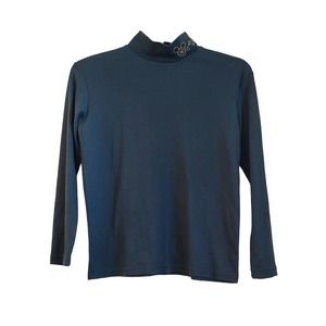 Vintage Disney unlimited mock neck LS Green Shirt Gold Mickey embroidered MICKEY